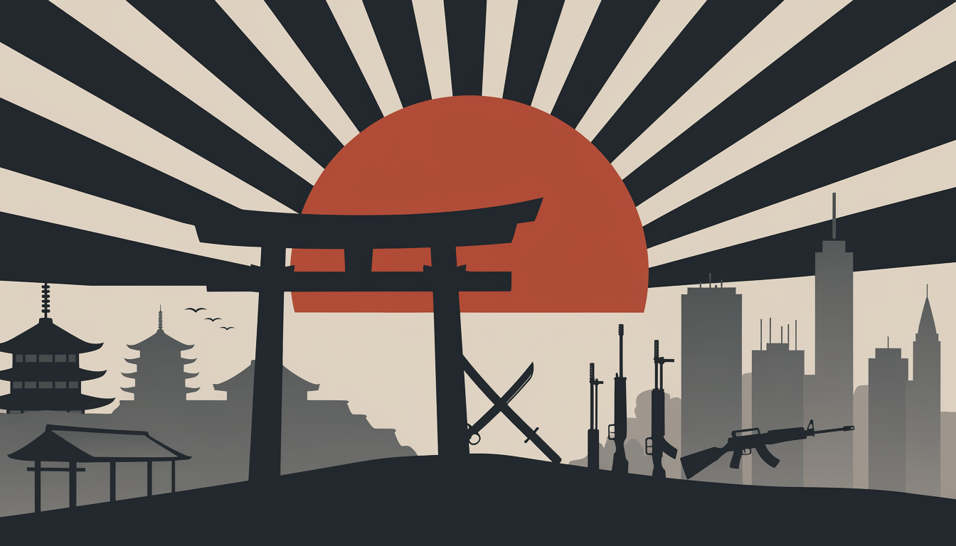 五箇条の御誓文と新政府樹立を象徴するシルエットイラスト