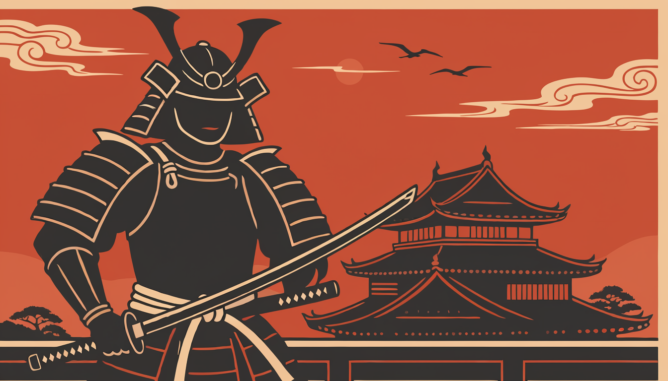 戦国時代の甲冑のシルエットイラスト