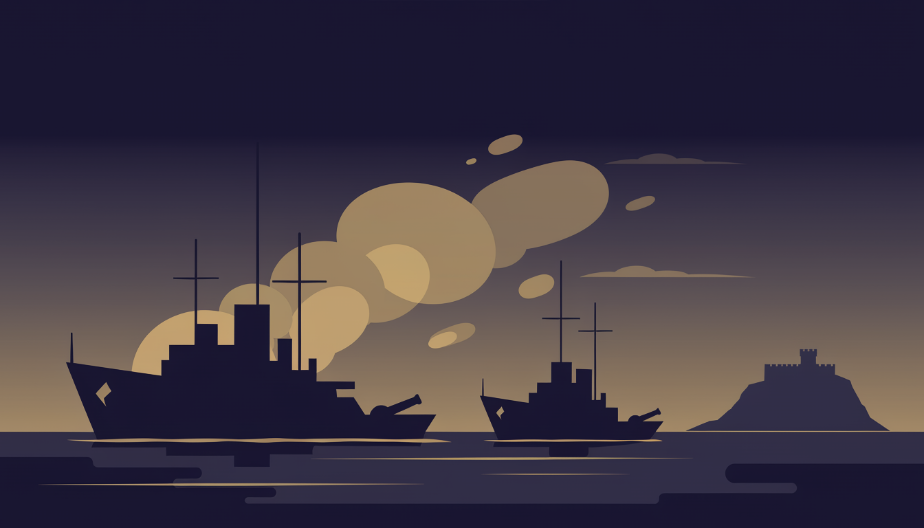 黒海と軍艦を象徴するイラスト