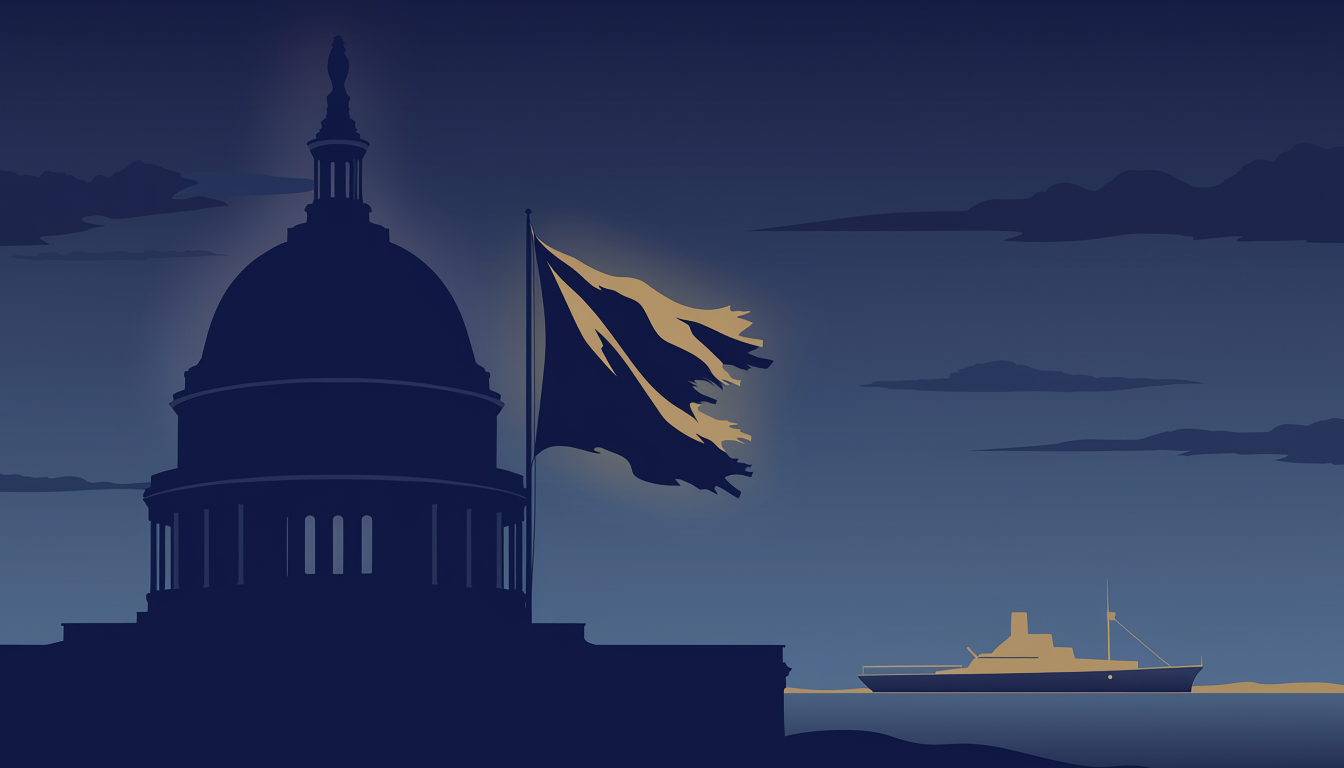 議事堂と星条旗を象徴するイラスト