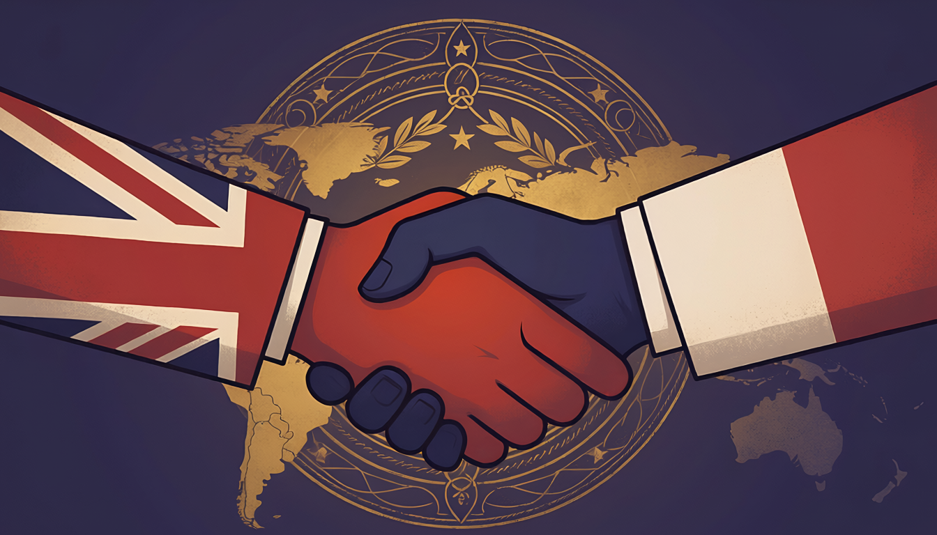 イギリスとフランスの旗を象徴するイラスト
