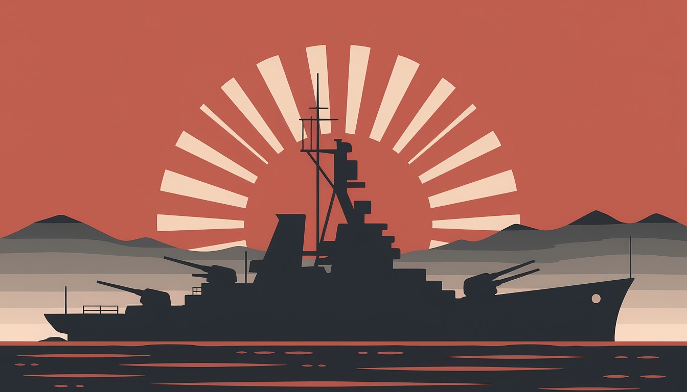 日本海軍の艦隊を象徴するシルエットイラスト